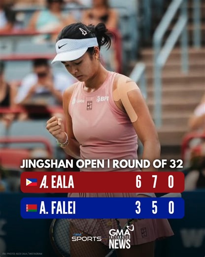 A STRONG START BY ALEX 🇵🇭 JUST IN: Filipina tennis ace Alex Eala advances to the Round of 16 of the Jingshan Tennis Open in China after defeating Aliona Falei of Belarus in her opening match, 6-3, 7-5! Follow #GMASports for more updates. | GMA Sports PH