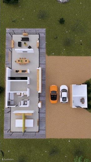 Family House Design 7 (24 x 8 m) | Floor Plan | Day Time