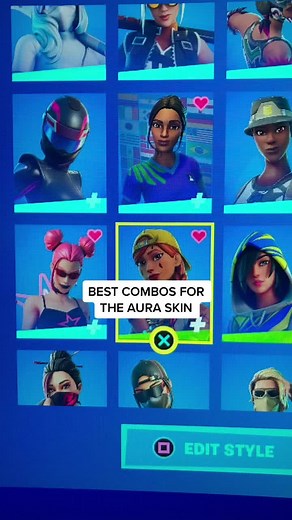 BEST COMBOS FOR THE AURA SKIN!! #fy #fyp #foryou #foryoupage #foryourpage #fortnite #fn #aura #combos #fypシ #viral @clainay