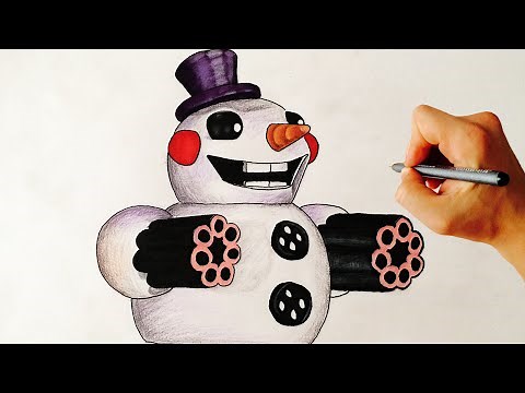 How to draw Snowcone, Bouncer boss from FNaF World step by step drawing lesson