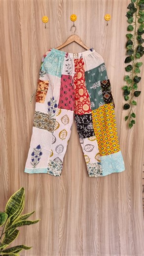 Boho Patchwork Cotton Pant | Handmade Chic Trousers - Etsy