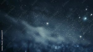 A starry night sky filled with countless twinkling stars and faint nebulous clouds. The serene nighttime scene evokes a sense of wonder and calm. The dark tones of the sky contrast beautifully with