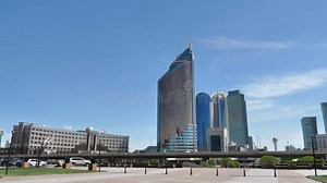 View from the Nurzhol Boulevard Modern Glass Buildings Touch the Clear Blue Sky Stock Footage - Video of construction, astana: 241662220