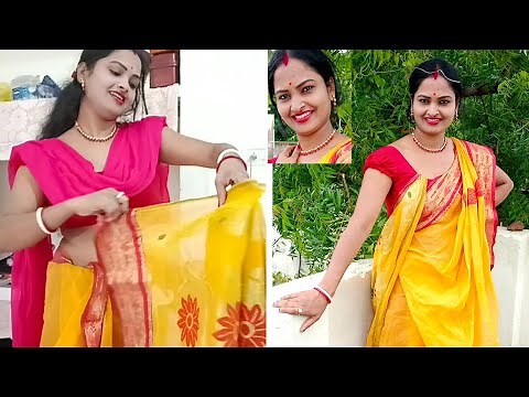 Beautiful cotton saree and silk saree dropping and perfect plate guide step by step #vlog
