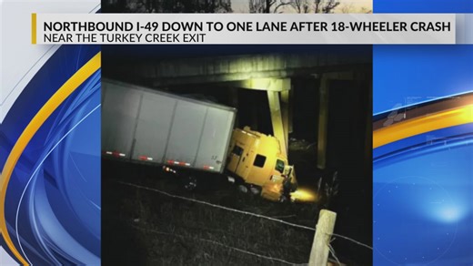 Northbound I-49 down to one lane after 18-wheeler crash