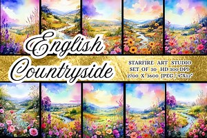 English Countryside Watercolor Journal Pages, Floral Landscape (digital Download) - Etsy Australia
