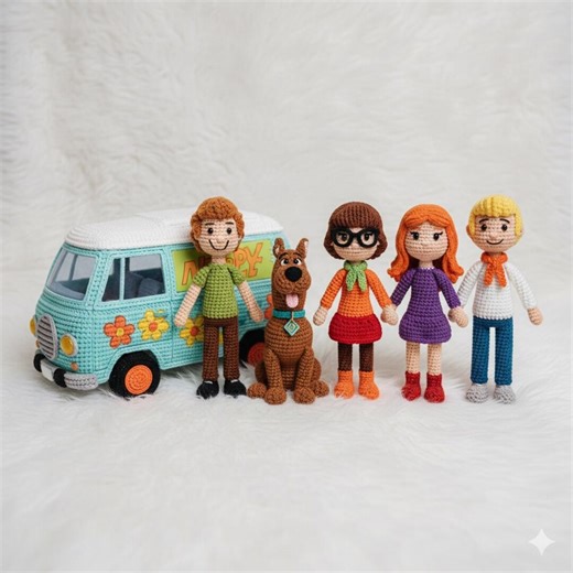 Crochet Scooby Doo Mystery Gang Set, Amigurumi Mystery Machine, Shaggy Velma Daphne Fred Dolls, Handmade Cartoon Plushies, Unique Fan Gift - Etsy Australia