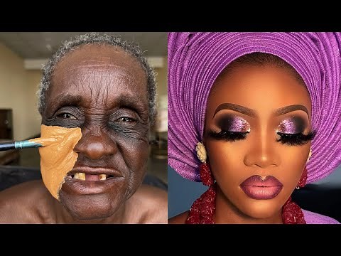 VIRAL 😱😳🔥NIGERIAN GRANDMA BRIDAL MAKEUP & GELE TRANSFORMATION💄MAKEUP TUTORIAL 🔥✂️💉💉