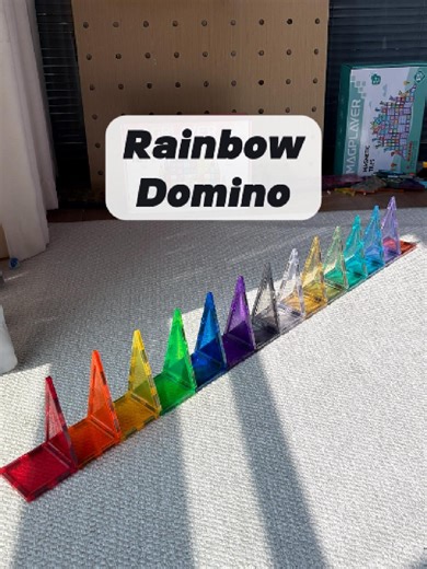 Rainbow domino effect 🌈 Build it… Push it… Watch it fall! Made with Magplayer printed magnetic tiles 🧲 So satisfying to watch! #Magplayer #ToyTok #MagneticTiles #DominoEffect #RainbowBuild #Satisfying #STEMplay