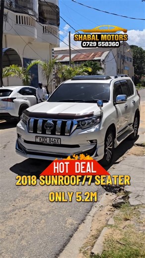 TOYOTA LAND CRUISER PRADO 2018 – PEARL WHITE LUXURY EDITION 🤍🔥 "Refined Comfort Meets Legendary Reliability." 🚙💨 🚗 PETROL | 7 SEATER | SUNROOF | LEATHER INTERIOR 🚗 📍 Location: Mombasa 📅 Year: 2018 ⛽ Engine: 2.7L Petrol 🎨 Colour: Pearl White 🛋️ Interior: Full Leather with Power Seats 🎬 Extras: Rear Passenger Entertainment Screen 💰 PRICE: Ksh 5.2M 💳 CASH DEAL ONLY --- 📋 FEATURES & HIGHLIGHTS: ✅ 2.7L Petrol Engine – Smooth & Reliable ✅ 7-Speed Automatic Transmission ✅ Sunroof – For Th