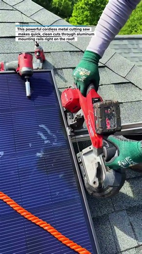 Precision Cuts for Solar Panel Installation! ✅ Cordless Metal Cutting Saw