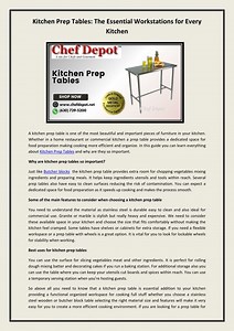 Kitchen Prep Tables - SlideServe