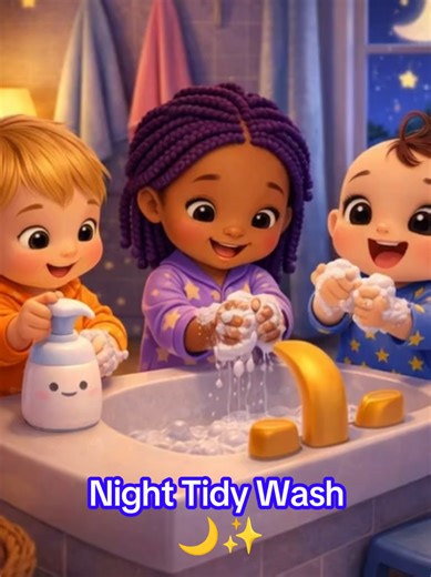 Toddler bedtime routine made easy 🌙✨ Night routine for kids: tidy up toys, clean up song, wash hands, brush teeth, put on pajamas, then calm breathing cuddle. 1-minute bedtime reset - save for tonight. #kidssong #kidscartoon #kidstiktok #forkids #nurseryrhyme