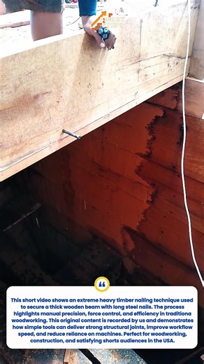 Extreme Wood Beam Nailing Technique | Heavy Timber Fastening Satisfying Shorts
