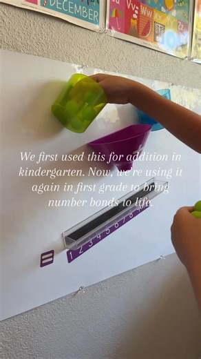 Michelle / homeschooling mama on Instagram: "We first used our addition machine in kindergarten to practice addition, and now we’re bringing it back in first grade to make number bonds come to life! The Magnetic Addition Machine from Learning Resources is such a fun, hands on way for little ones to actually see how addition works. We’re also using the Double Sided Number Bonds Write & Wipe Board, which makes it easy to practice number bonds again and again. Perfect for building strong math found
