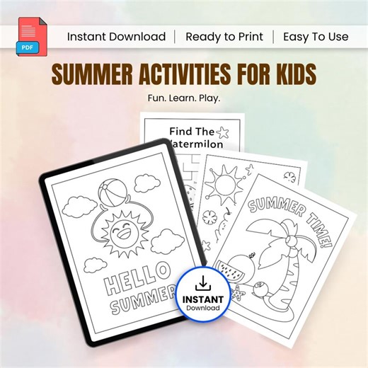 Summer Activities for Kids Printable | Fun Worksheets & Games | Kids Activity Pack | Homeschool Summer Learning - Etsy