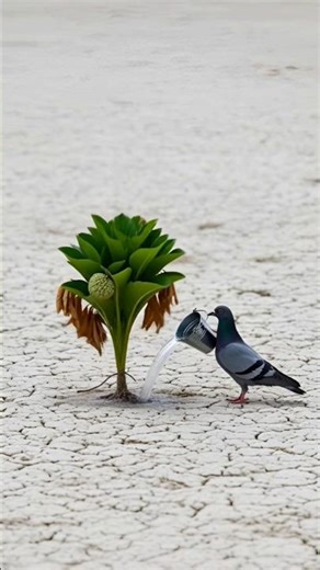 The pigeon eats custard apple and gives water to the custard apple 😭 #ai #save #water #pigeon