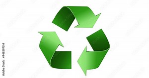 Recycling and disposal symbol. Generic icon. Ecology. Looping green animation with rotating arrows on a transparent background. Alpha channel. 4k animation.