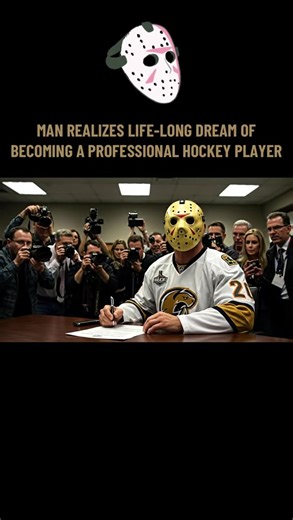 Man realizes life-long dream of becoming a professional hockey player. Looks to surprise some people... 🏒⛸️🥅🤦‍♂️🤣 #hockey #jason #friday13 #NHL #fridaythe13