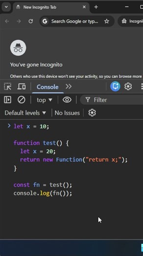JavaScript Interview Trap 😳 new Function() Ignores Local Scope | Output Shock