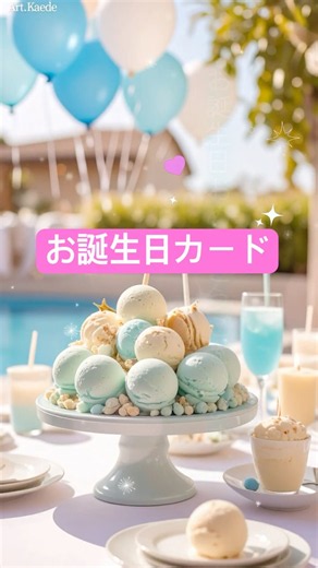 【誕生日カード動画】ラインで送れるアイスクリームケーキのバースデーカード(Shorts)Birthday Card