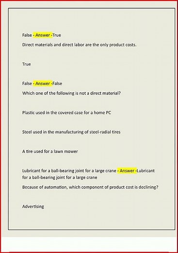 Managerial Accounting Exam 1 Wileyplus Actual Questions And video