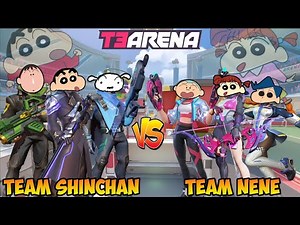 Shinchan bochan shiro vs nene kazama masao in T3 ARENA 😂 | funny battle 😂 | shinchan plays T3 ARENA