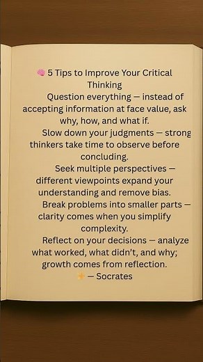 🧠 5 Tips to Improve Your Critical Thinking #Mindset #GrowthDescription: