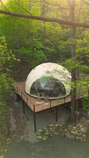 Exploring a Luxury Geodesic Glamping Dome with a Private Waterfall