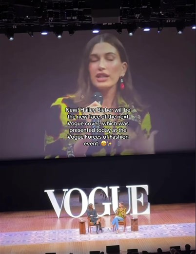 New! Hailey Bieber will be the new face of the next Vogue cover, which was presented today at the Vogue Forces of Fashion event. 🤩✨#haileybieber