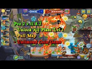 Pvz 2 v.11.8.2 - Unlock All Plant Lvl 1 | Full Map | Plant Vs Zombies 2 International | Ppdat File