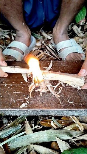 Amazing Fire Making Trick Using Wood | Primitive Fire Starting Technique #survivalhack #lifehack