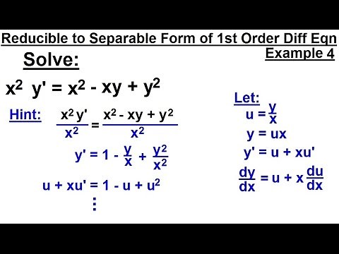 Differential Equation - 1st Order: Reducible to Separable Forms (5 of 7) Example 4: x^2y'=x^2-xy+y^2