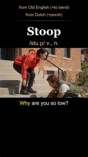 Stoop meaning — To bend down or a small porch