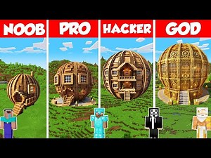 Sphere House Build Battle Challenge - Noob vs Pro vs Hacker vs God - Minecraft Animation