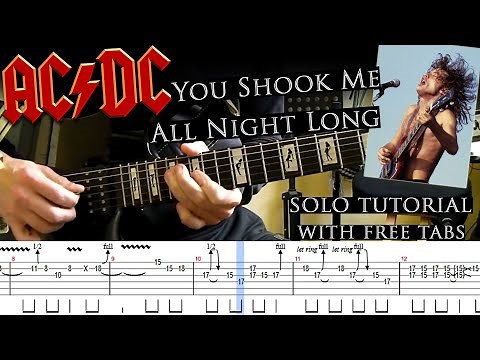 AC/DC - You Shook Me All Night Long guitar solo lesson (with tablatures and backing tracks)