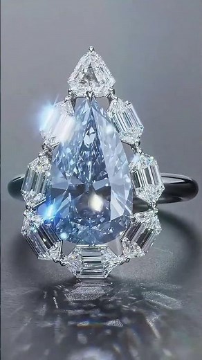 Ocean Blue Brilliance: Pear-Shaped Fancy Blue lab Diamond Ring #diamondjewellery