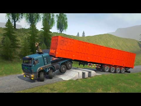 New ! Obstacle ! Trucks vs Dangerous Roads | #spintires #mudrunner American Wilds Part-16