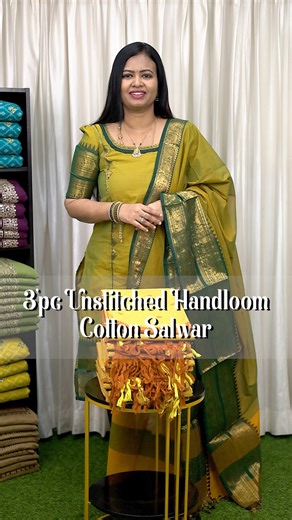 RAGGNE on Instagram: "3 pc unstitched handloom cotton salwar suit Price - 899+$ Dispatch details - Ready to dispatch Top- 2.5 mtr Bottom - 2 mtr Duppatta - 2.5 mtr Wash care - Mild shampoo Wash or Shadow drying Note: There Might be slight variations in the actual Colour of the product due to different screen Resolution Booking No: Shalini- 7305626399 Kousalya - 6374441254 Sasi- 9653484447 Kavya -9443143352 WhatsApp AI chatbot 24/7 support: DSR Chittu -93443 14545 🛒 Shop now at: www.dsrsarees.co