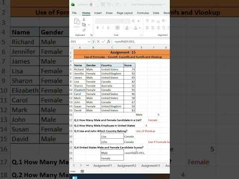 Excel Assignment 15 | COUNTIF, COUNTIFS, SUMIFS & VLOOKUP Easy Trick 🔥