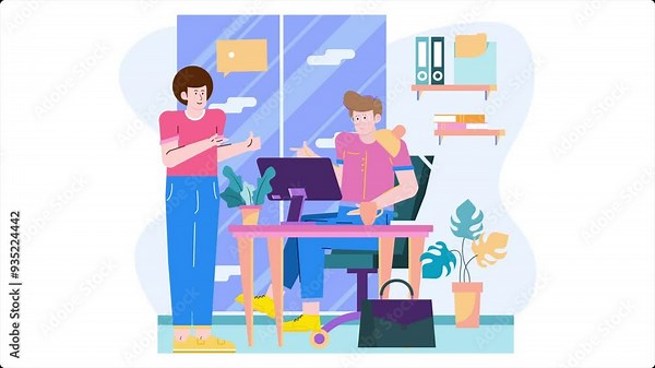 promoting teamwork and collaboration in a vibrant workspace illustration business animated video