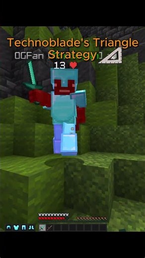 TechnoBlade Technique of 3 blocking players #minecraft