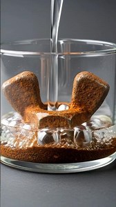 Rusty Wing Nut Acid Cleaning Macro #rustremoval #acidreaction #metalcleaning