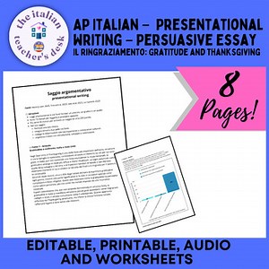 AP Italian Persuasive Essay on Gratitude and Thanksgiving with 3 sources