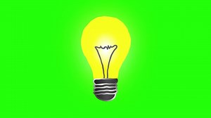 Download Cartoon Light Bulb Idea Popping on Green Background. for free