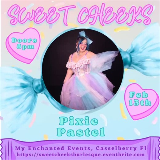 🍭Sugary sweet and full of mischief it’s Pixie Pastel!🍭 Performing with cosmic chaos cabaret, Backburner Burlesque, Theoretical Rejects and more all over Florida and beyond, we are thrilled to welcome Pixie into our cast of confections. Check out what she’s cooking up for us February 13th at @myenchantedeventsvenue Tickets in bio use code SWEET15 to save! #Thingstodoinorlando #orlandodatenight #valentinesevent #orlandoburlesque #geekymermaidproductions @floridaburlesque | Geeky mermaid producti