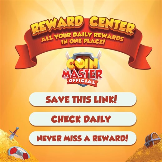 🎁 𝐀𝐋𝐋 𝐨𝐟 𝐂𝐎𝐈𝐍 𝐌𝐀𝐒𝐓𝐄𝐑'𝐬 𝐃𝐀𝐈𝐋𝐘 𝐑𝐄𝐖𝐀𝐑𝐃𝐒 in ONE PLACE!! 🤩 Check out our REWARD CENTER EVERY DAY! 𝐃𝐎𝐍'𝐓 𝐌𝐈𝐒𝐒 𝐎𝐔𝐓! 🥳 --> https://coin-master.co/m/Reward-Center2 | Coin Master