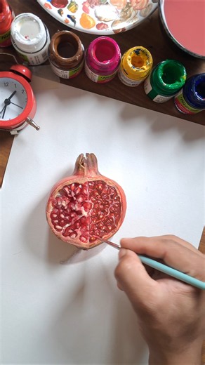 Painting vs Reality 🍎|#art #artbox #trending #shorts #pomegranate #fruit