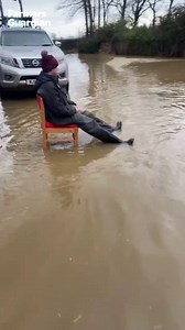 Flooding in Musbury, Devon, this morning 🚨 The music was chosen by the sender, showing the grim humour farmers are often forced to rely on, as floodwater rises around homes and sheds. 🎥 Connie Creeper More than 100 flood warnings are now in place across England. READ MORE: https://ow.ly/oouC50Y4kuu | Farmers Guardian