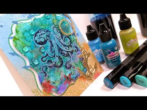 Learn Alcohol Ink Techniques on YUPO {Octopus Card}